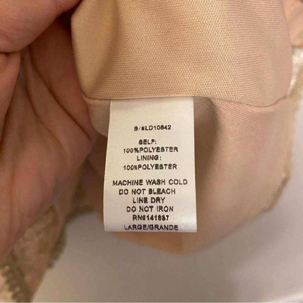 C. Luce Gold champagne all over Sequins formal Dress v neck cap sleeve NYE L - Picture 8 of 15